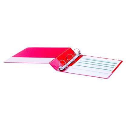 Universal Deluxe Non-View D-Ring Binder with Label Holder, 3 Rings, 1.5" Capacity, 11 x 8.5, Red