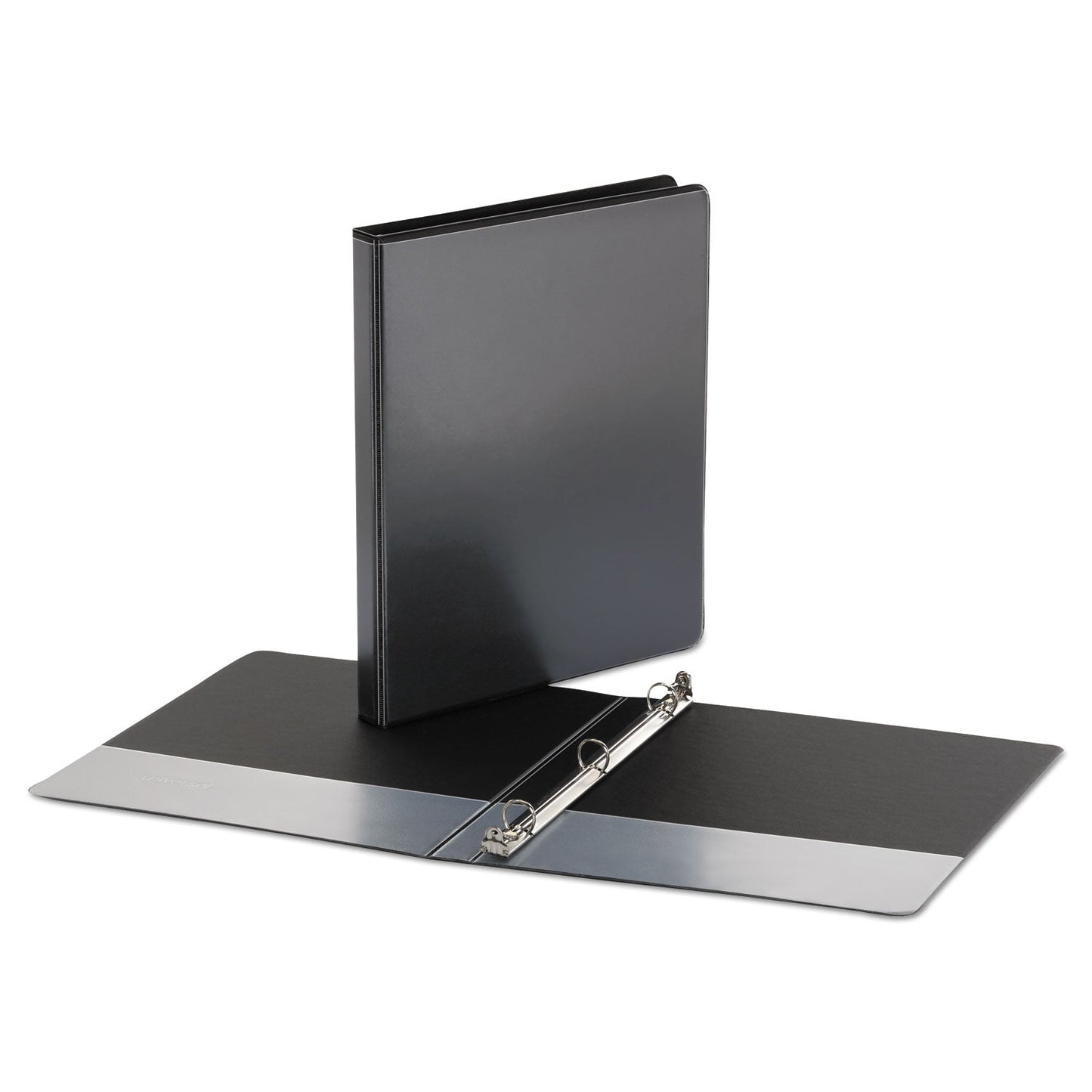 Universal Economy Round Ring View Binder, 3 Rings, 0.5" Capacity, 11 x 8.5, Black