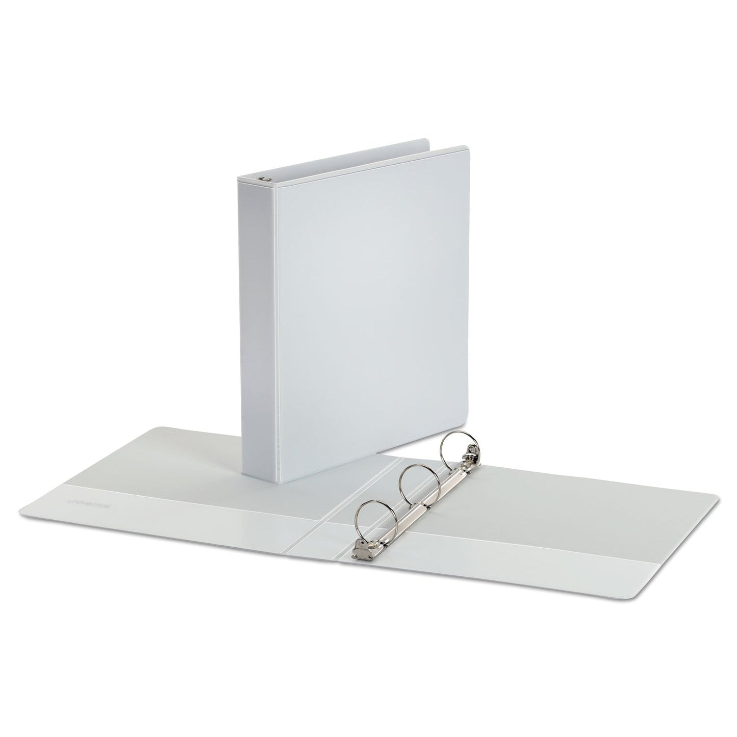 Universal Economy Round Ring View Binder, 3 Rings, 1.5" Capacity, 11 x 8.5, White, 6/Pack