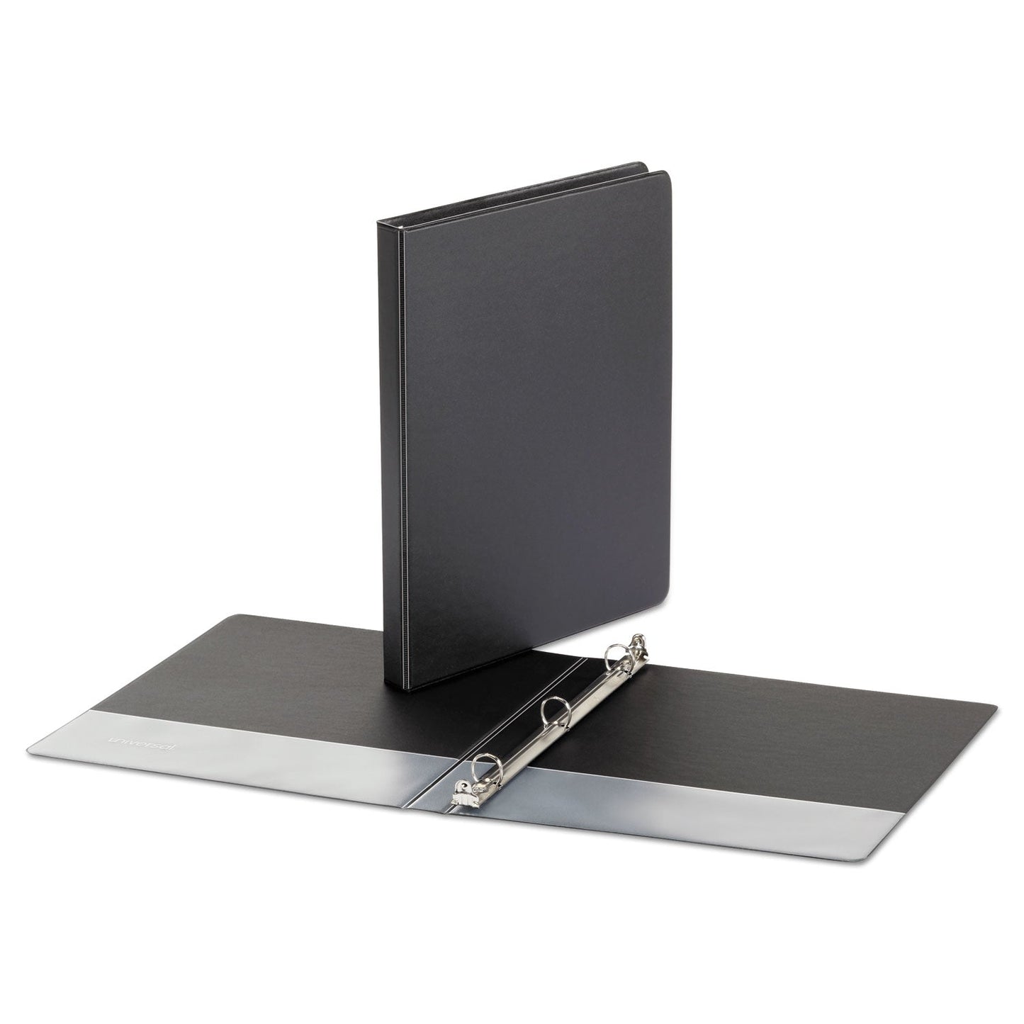 Universal Economy Non-View Round Ring Binder, 3 Rings, 0.5" Capacity, 11 x 8.5, Black
