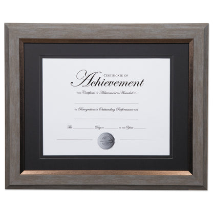 DAX 2-Tone 11 x 14 Document Frame, 8.5 x 11 Insert, Gray/Gold Frame, Black Mat