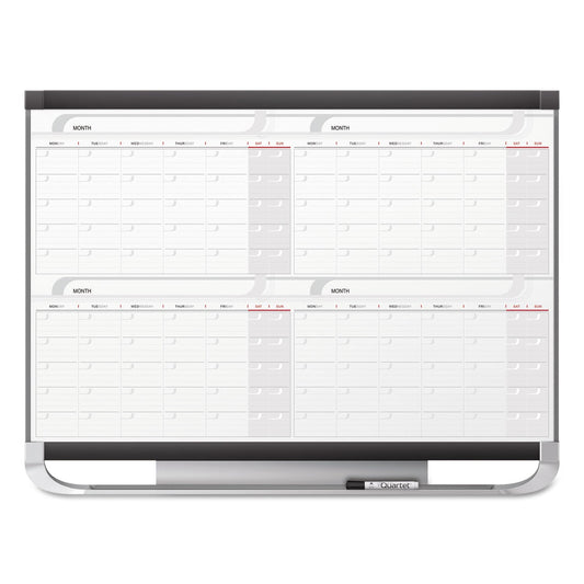 Quartet Prestige 2 Magnetic Total Erase 4-Month Calendar, 36 x 24, Graphite Color Frame