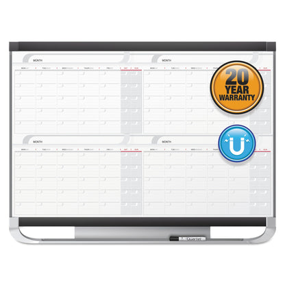 Quartet Prestige 2 Magnetic Total Erase 4-Month Calendar, 36 x 24, Graphite Color Frame