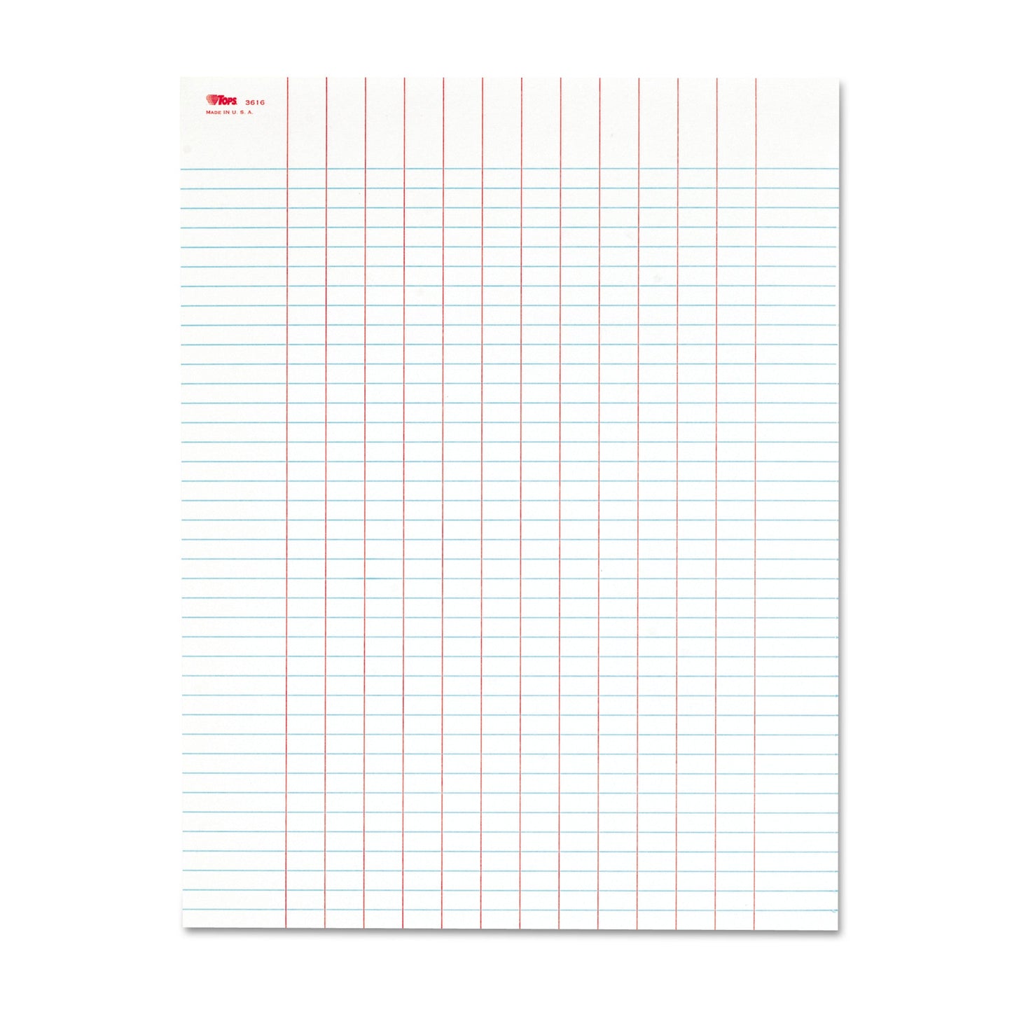 TOPS Data Pad with Plain Column Headings, Data/Lab-Record Format, 13 Columns, 8.5 x 11, White, 50 Sheets