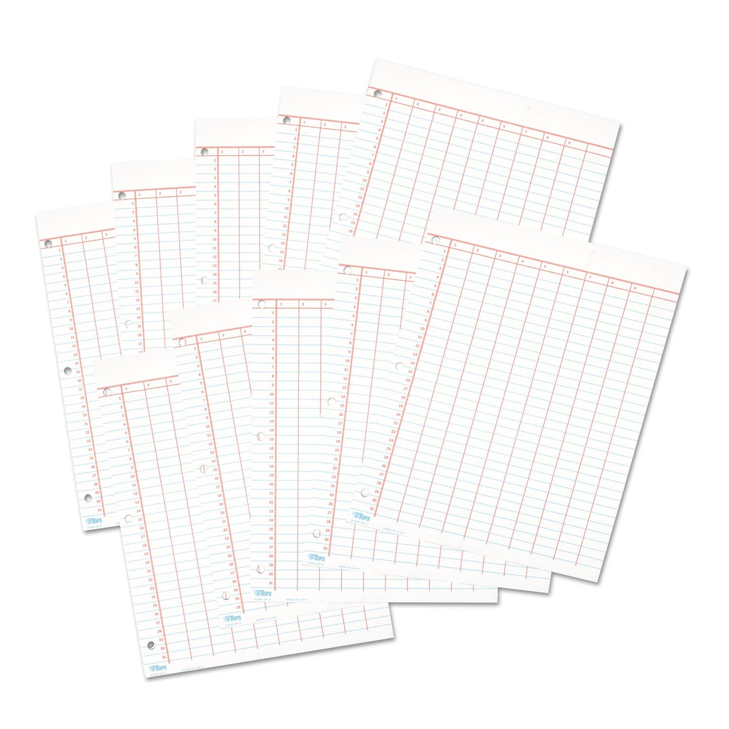 TOPS Data Pad with Numbered Column Headings, Data/Lab-Record Format, Wide/Legal Rule, 10 Columns, 8.5 x 11, White, 50 Sheets