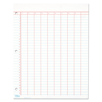 TOPS Data Pad with Numbered Column Headings, Data/Lab-Record Format, Wide/Legal Rule, 10 Columns, 8.5 x 11, White, 50 Sheets