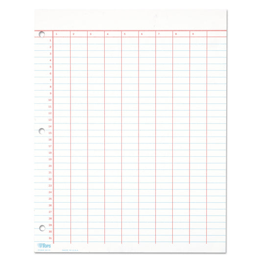 TOPS Data Pad with Numbered Column Headings, Data/Lab-Record Format, Wide/Legal Rule, 10 Columns, 8.5 x 11, White, 50 Sheets