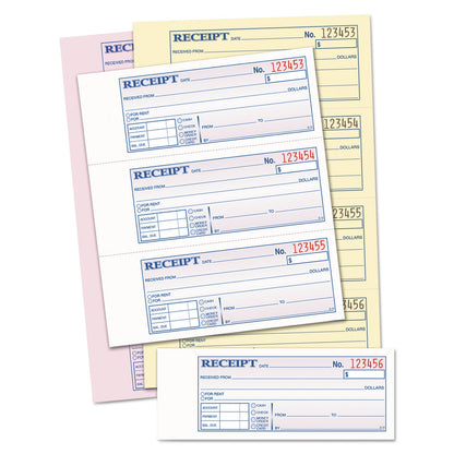 TOPS Money/Rent Receipt Books, Three-Part Carbonless, 2.75 x 7.13, 4/Page, 100 Forms
