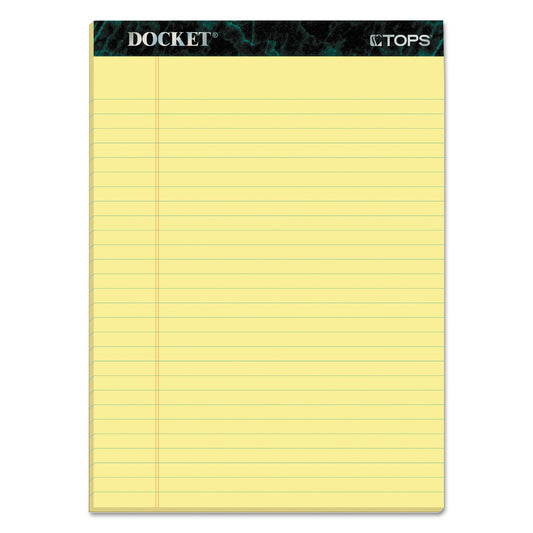 TOPS Docket Ruled Perforated Pads, Wide/Legal Rule, 50 Canary-Yellow 8.5 x 11.75 Sheets, 12/Pack