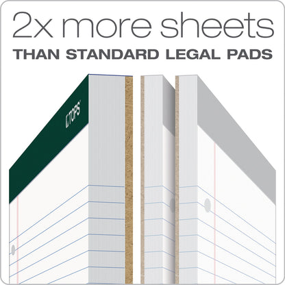TOPS Double Docket Ruled Pads, Wide/Legal Rule, 100 White 8.5 x 11.75 Sheets, 6/Pack