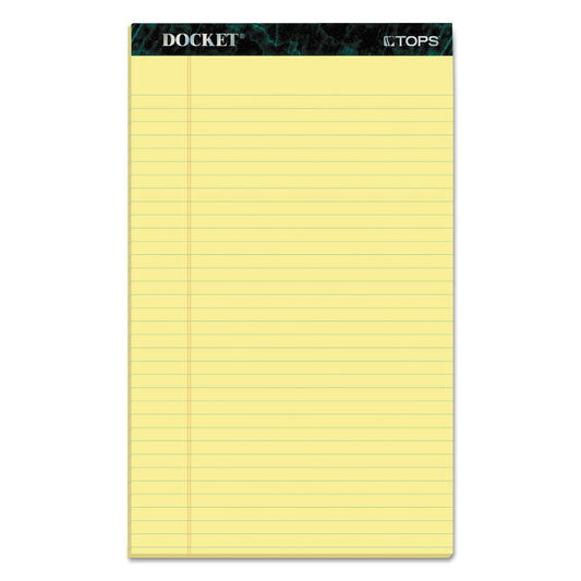 TOPS Docket Ruled Perforated Pads, Wide/Legal Rule, 50 Canary-Yellow 8.5 x 14 Sheets, 12/Pack