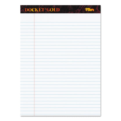 TOPS Docket Gold Ruled Perforated Pads, Wide/Legal Rule, 50 White 8.5 x 11.75 Sheets, 12/Pack
