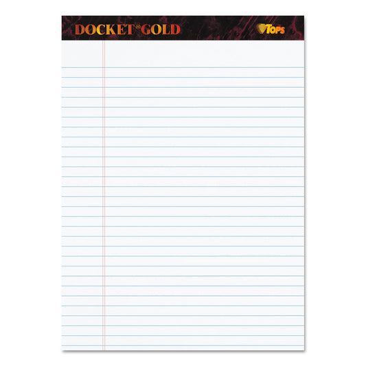 TOPS Docket Gold Ruled Perforated Pads, Wide/Legal Rule, 50 White 8.5 x 11.75 Sheets, 12/Pack