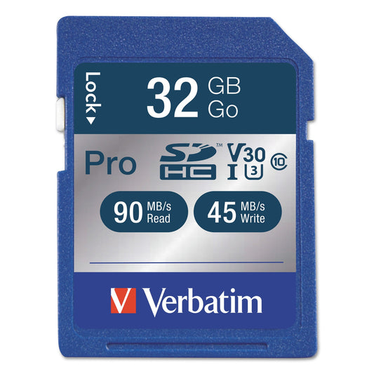 Verbatim 32GB Pro 600X SDHC Memory Card, UHS-I V30 U3 Class 10