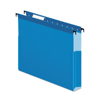 Pendaflex SureHook Reinforced Extra-Capacity Hanging Box File, 1 Section, 2" Capacity, Letter Size, 1/5-Cut Tabs, Blue, 25/Box