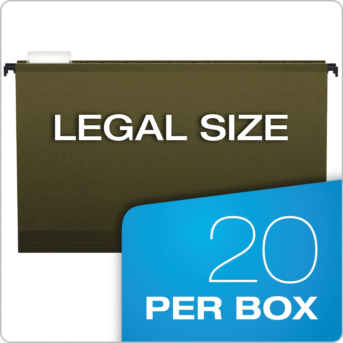 Pendaflex SureHook Hanging Folders, Legal Size, 1/5-Cut Tabs, Standard Green, 20/Box