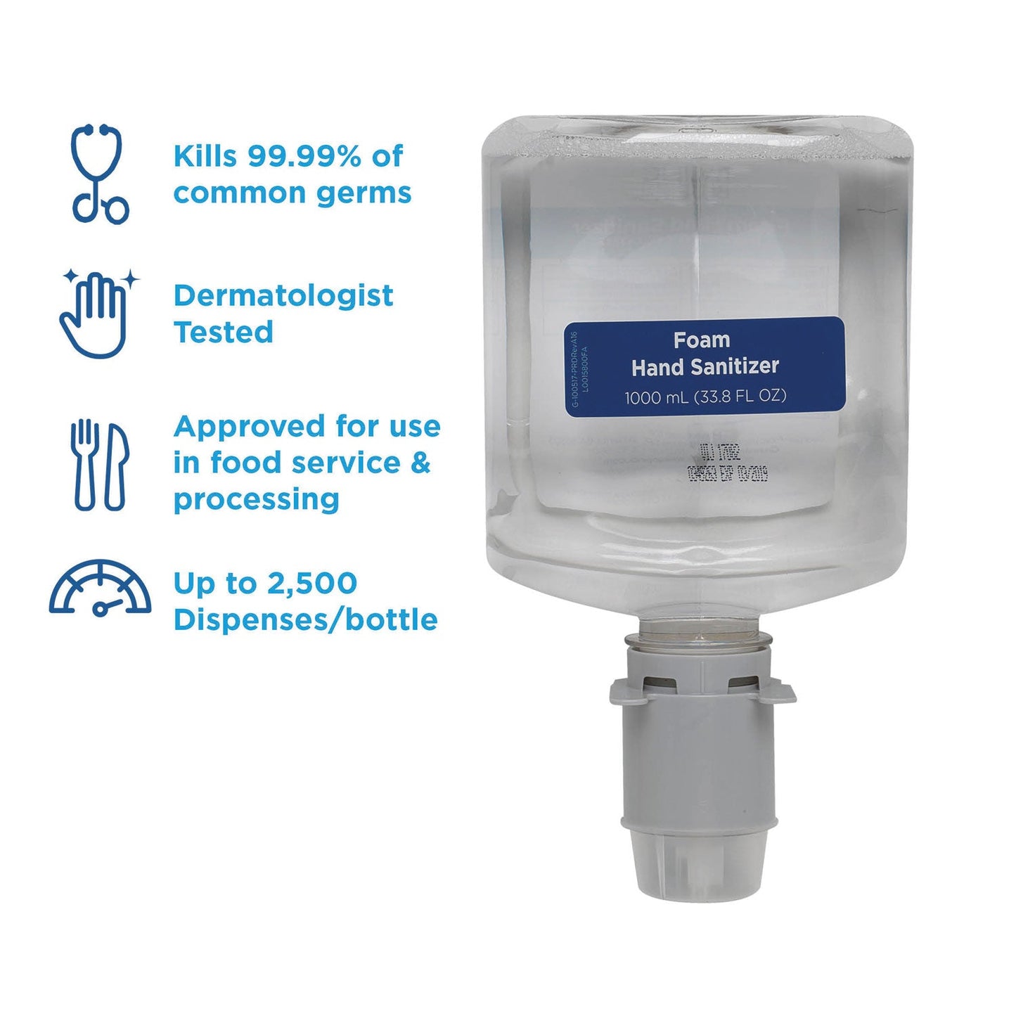 Georgia Pacific Pacific Blue Ultra Foam Hand Sanitizer Refill For Manual Dispensers, 1,000 mL, Fragrance-Free, 4/Carton