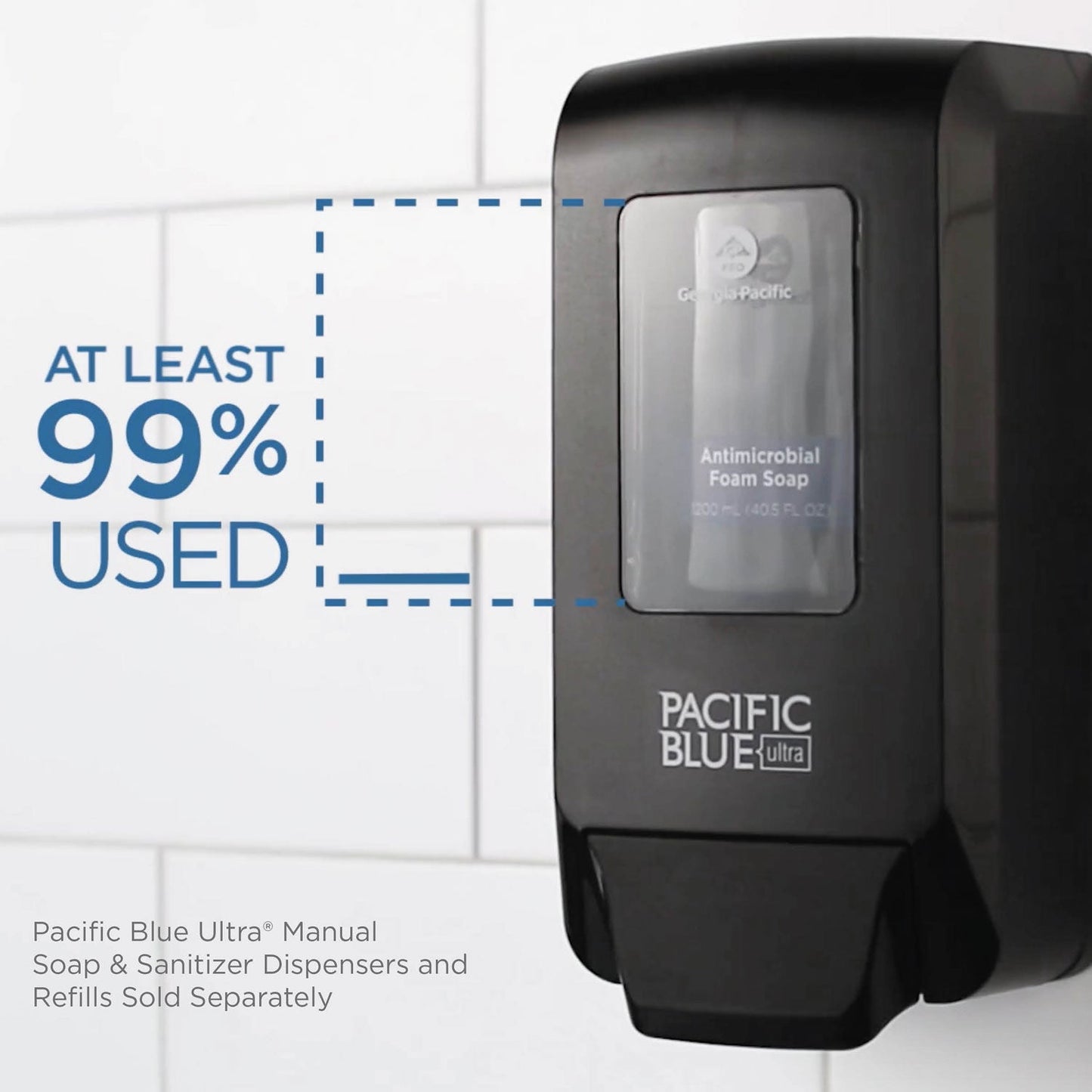 Georgia Pacific Pacific Blue Ultra Foam Soap Manual Dispenser Refill, Antimicrobial, Pacific Citrus, 1,200 mL, 4/Carton