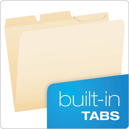 Pendaflex Ready-Tab Reinforced File Folders, 1/3-Cut Tabs: Assorted, Letter Size, Manila, 50/Pack