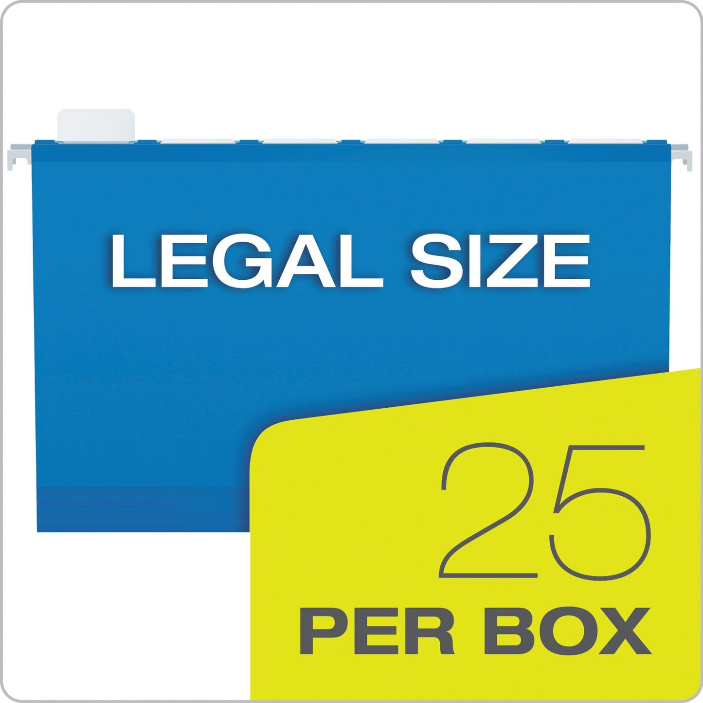 Pendaflex SureHook Reinforced Extra-Capacity Hanging Box File, 1 Section, 2" Capacity, Legal Size, 1/5-Cut Tabs, Blue, 25/Box
