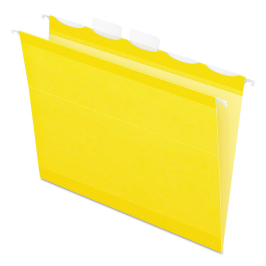 Pendaflex Ready-Tab Colored Reinforced Hanging Folders, Letter Size, 1/5-Cut Tabs, Yellow, 25/Box