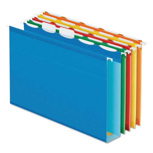 Pendaflex Ready-Tab Extra Capacity Reinforced Colored Hanging Folders, Letter Size, 1/5-Cut Tabs, Assorted Colors, 20/Box