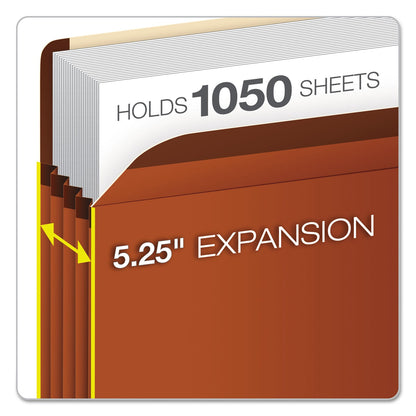 Pendaflex Premium Reinforced Expanding File Pockets, 5.25" Expansion, Legal Size, Red Fiber, 5/Box