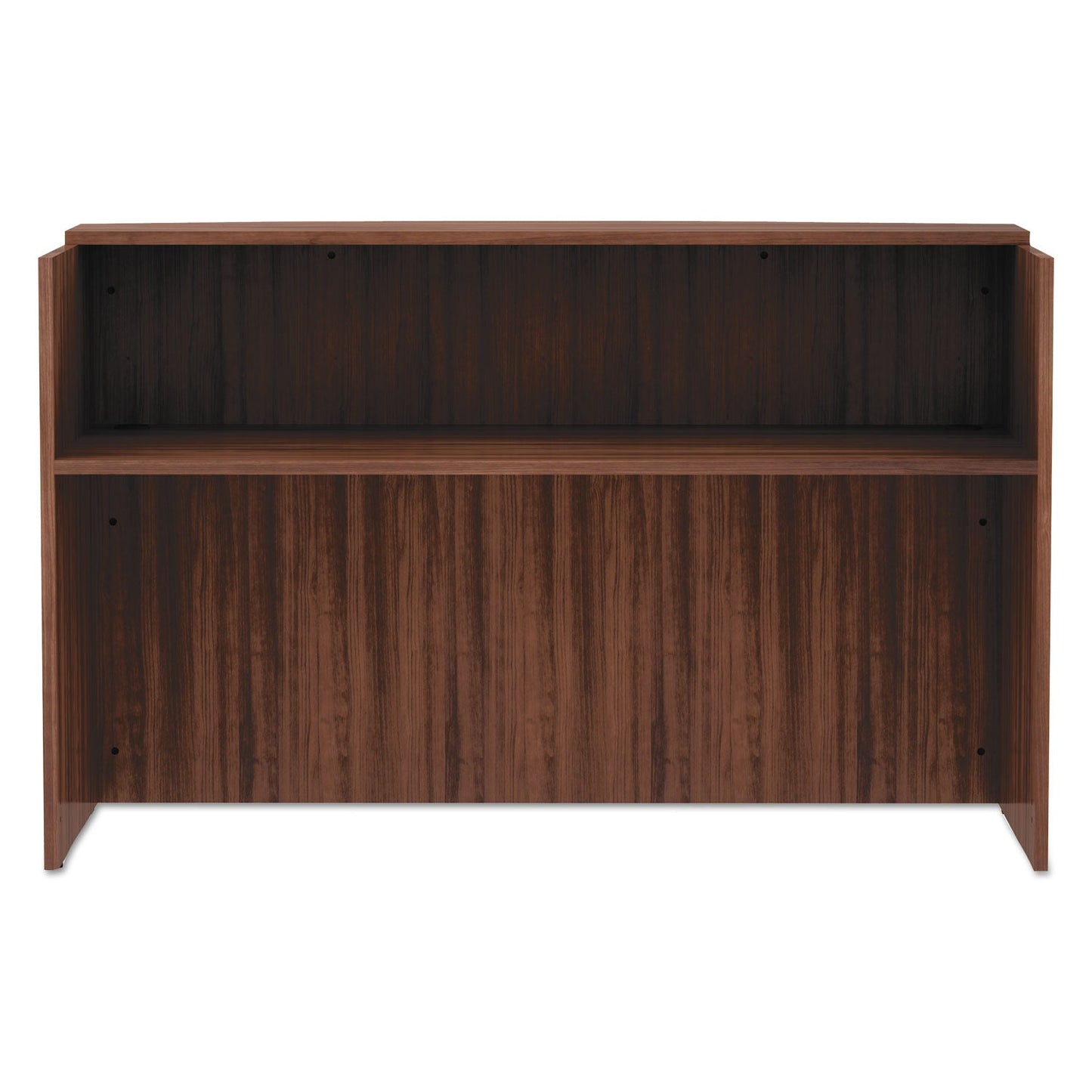 Alera Valencia Series Reception Desk with Transaction Counter, 71" x 35.5" x 42.5", Modern Walnut