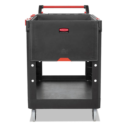 Rubbermaid Heavy Duty Adaptable Utility Cart, Plastic, 2 Shelves, 500 lb Capacity, 25.2" x 51.5" x 36", Black