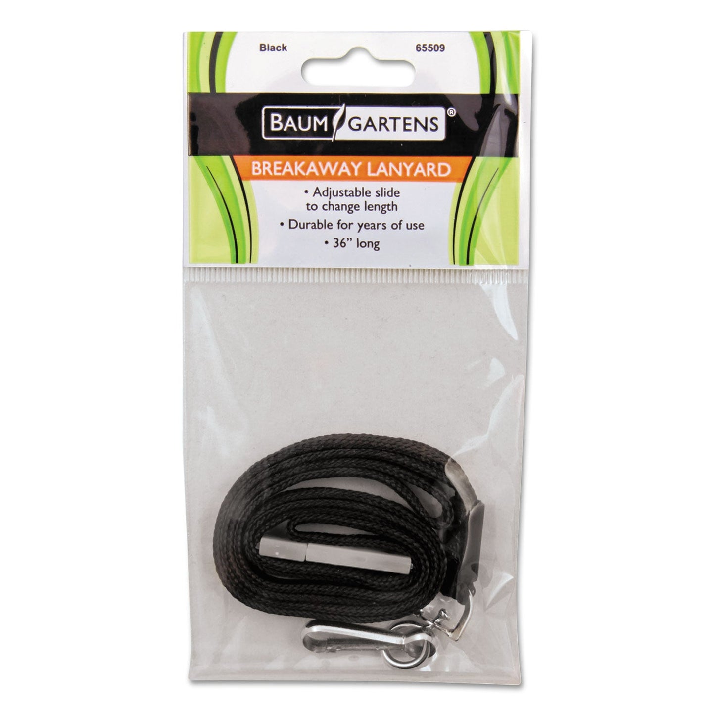 SICURIX Safety Breakaway Lanyard, Metal Hook Fastener, 36" Long, Black