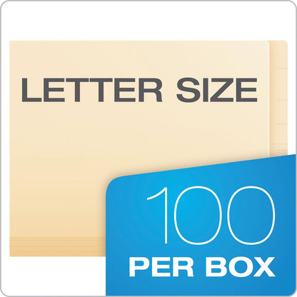 Pendaflex Manila Laminated Spine Shelf File Folders, Straight Tabs, Letter Size, Manila, 100/Box