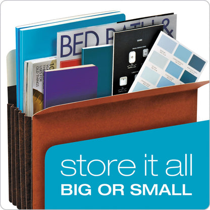 Pendaflex Heavy-Duty File Pockets, 7" Expansion, Legal Size, Redrope, 5/Box