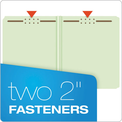 Pendaflex Heavy-Duty Pressboard Folders w/ Embossed Fasteners, Letter Size, Green, 25/Box