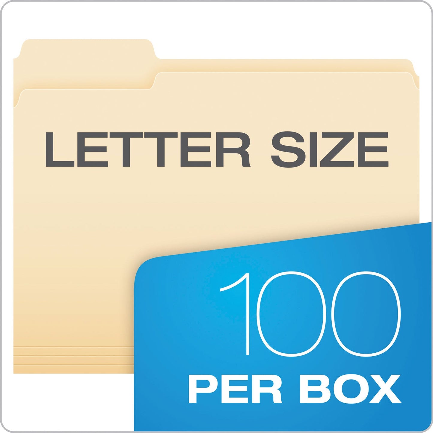 Pendaflex CutLess WaterShed File Folders, 1/3-Cut Tabs: Assorted, Letter Size, Manila, 100/Box