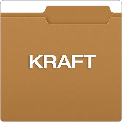 Pendaflex Kraft Fastener Folders, 2/5-Cut Tabs: Right of Center, 2 Fasteners, Letter Size, Kraft Exterior, 50/Box