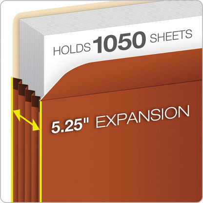 Pendaflex Pocket File, 5.25" Expansion, Legal Size, Red Fiber