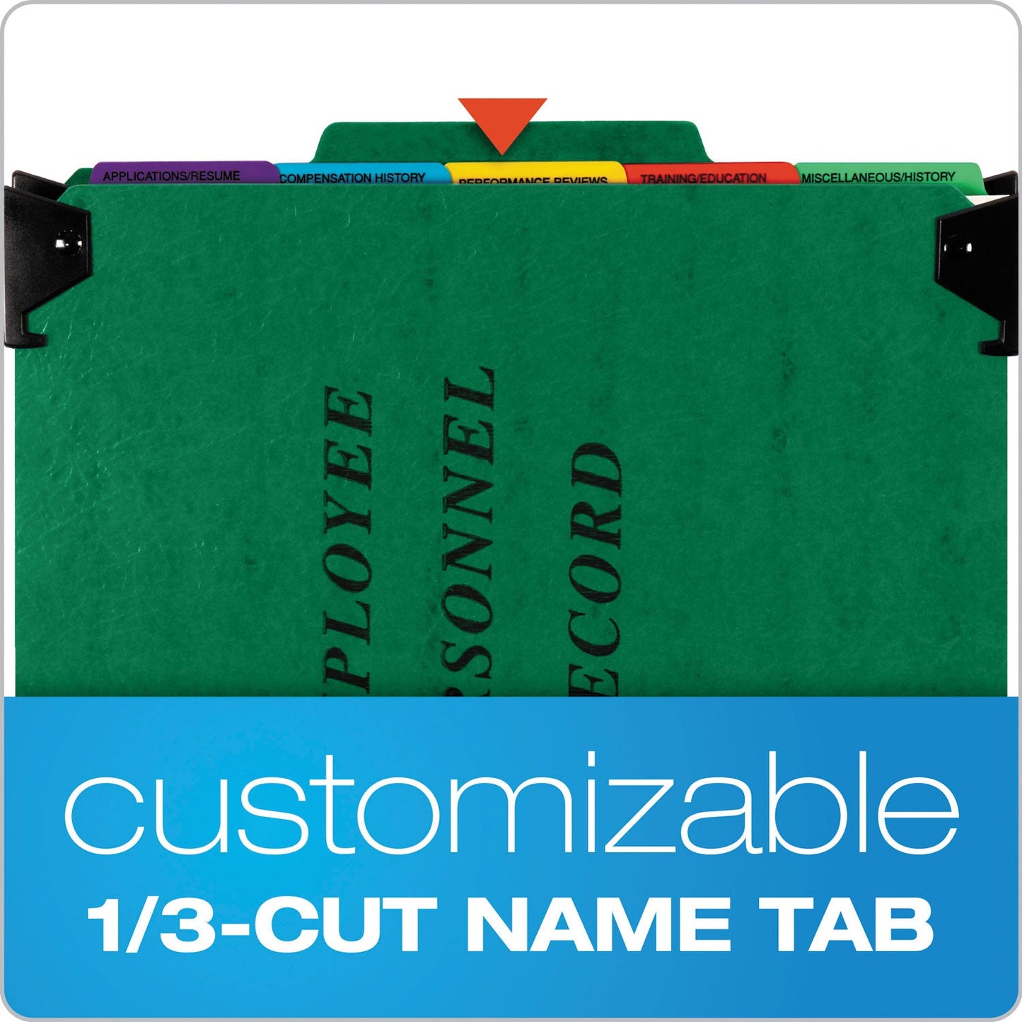 Pendaflex Hanging-Style Personnel Folders, 5 Dividers with 1/5-Cut Tabs, Letter Size, 1/3-Cut Exterior Tabs, Green