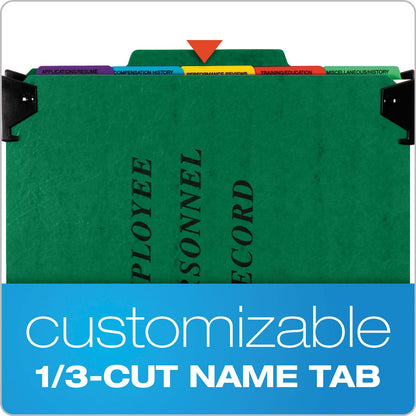 Pendaflex Hanging-Style Personnel Folders, 5 Dividers with 1/5-Cut Tabs, Letter Size, 1/3-Cut Exterior Tabs, Green