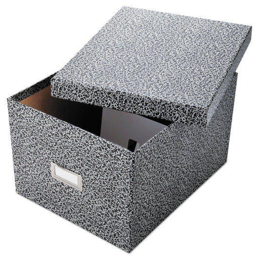 Oxford Reinforced Board Card File, Lift-Off Cover, Holds 1,200 6 x 9 Cards, 9 x 11 x 6.75, Black/White
