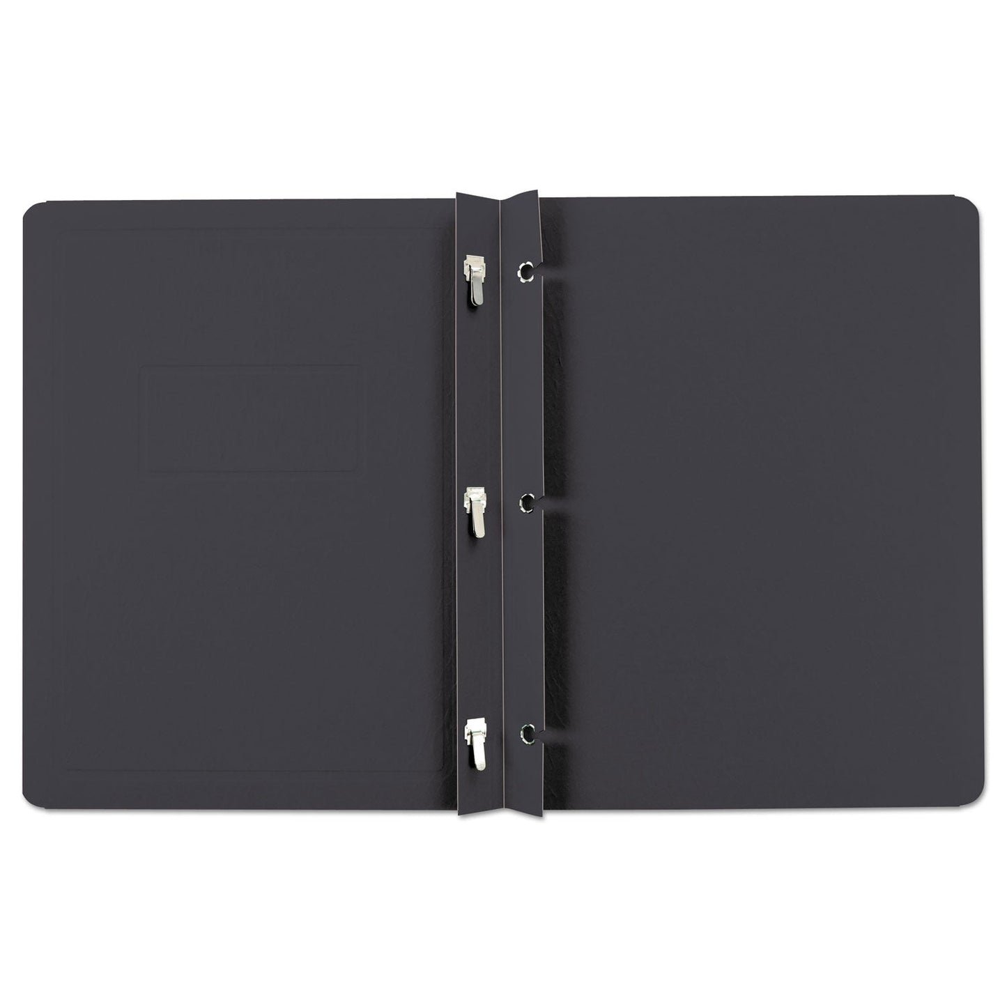 Oxford Title Panel and Border Front Report Cover, Three-Prong Fastener, 0.5" Capacity, 8.5 x 11, Black/Black, 25/Box