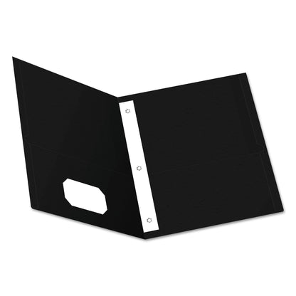 Oxford Twin-Pocket Folders with 3 Fasteners, 0.5" Capacity, 11 x 8.5, Black 25/Box