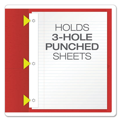 Oxford Twin-Pocket Folders with 3 Fasteners, 0.5" Capacity, 11 x 8.5, Red, 25/Box