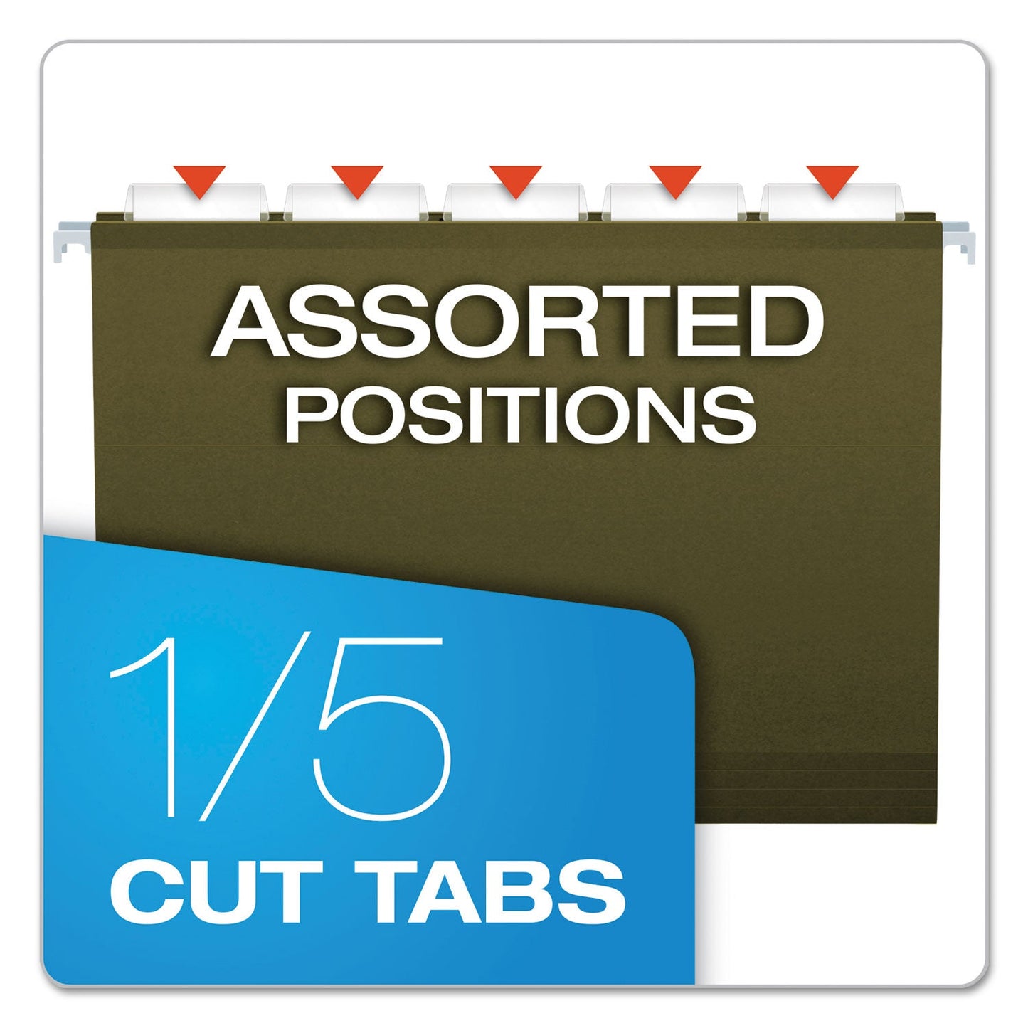 Pendaflex Reinforced Hanging File Folders with Printable Tab Inserts, Letter Size, 1/5-Cut Tabs, Standard Green, 25/Box