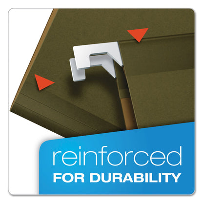 Pendaflex Extra Capacity Reinforced Hanging File Folders with Box Bottom, 4" Capacity, Letter Size, 1/5-Cut Tabs, Green, 25/Box