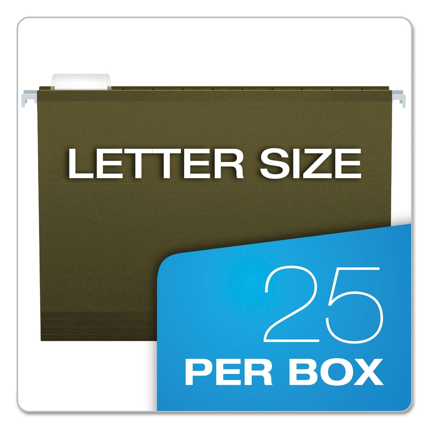 Pendaflex Reinforced Hanging File Folders with Printable Tab Inserts, Letter Size, 1/5-Cut Tabs, Standard Green, 25/Box