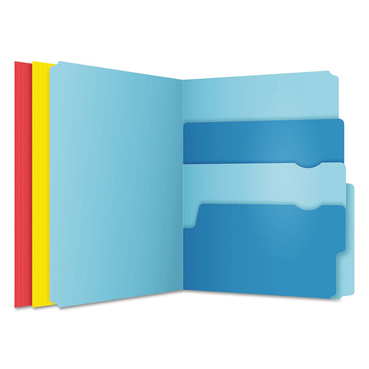 Pendaflex Divide It Up File Folder, 1/2-Cut Tabs: Assorted, Letter Size, 0.75" Expansion, Assorted Colors, 24/Pack