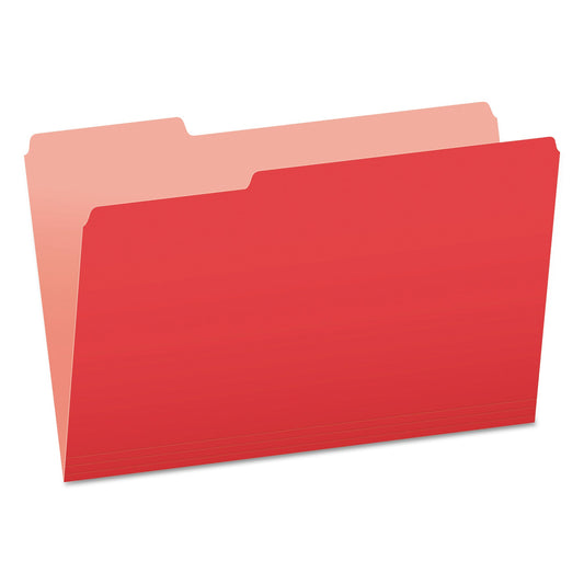 Pendaflex Colored File Folders, 1/3-Cut Tabs: Assorted, Legal Size, Red/Light Red, 100/Box