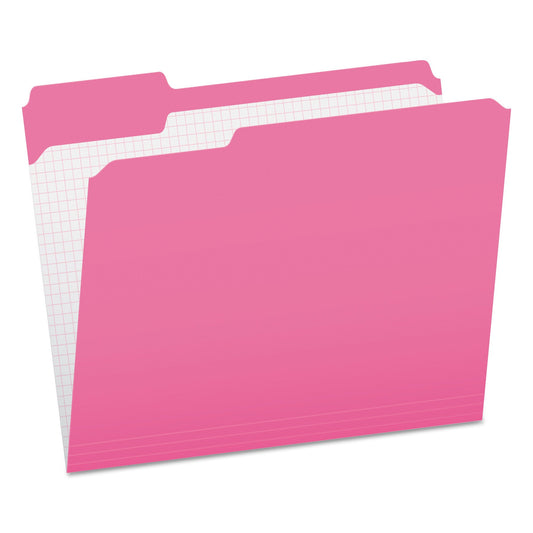 Pendaflex Double-Ply Reinforced Top Tab Colored File Folders, 1/3-Cut Tabs: Assorted, Letter Size, 0.75" Expansion, Pink, 100/Box