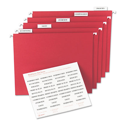 Avery Tabs Inserts For Hanging File Folders, 1/5-Cut, White, 2" Wide, 100/Pack