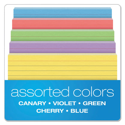 Oxford Ruled Index Cards, 4 x 6, Blue/Violet/Canary/Green/Cherry, 100/Pack